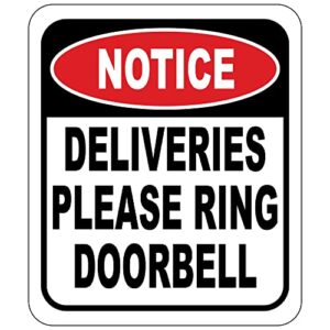 notice deliveries please ring doorbell delivery sign for delivery driver -8.5"x10" delivery instructions for my packages - indoor outdoor aluminum composite