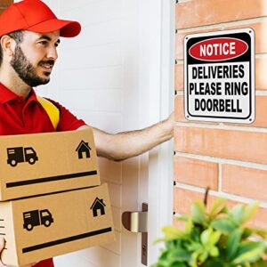 Notice Deliveries Please Ring Doorbell Delivery Sign for Delivery Driver -8.5"x10" Delivery Instructions for My Packages - Indoor Outdoor Aluminum Composite