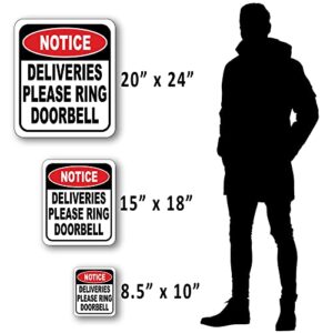 Notice Deliveries Please Ring Doorbell Delivery Sign for Delivery Driver -8.5"x10" Delivery Instructions for My Packages - Indoor Outdoor Aluminum Composite