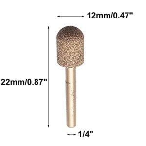 Dasunny Original Sphere Fine Grit Brazed Diamond Grinding Bit with 1/4" Shank, 12mm Head Diameter Tungsten Carbide Coating Woodworking Rotary Bits