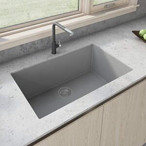 ruvati 30 x 17 inch granite composite undermount single bowl kitchen sink - silver gray - rvg2030gr