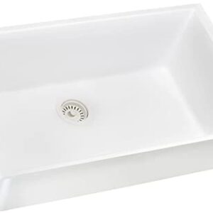 Ruvati 30 x 17 inch Granite Composite Undermount Single Bowl Kitchen Sink - Arctic White - RVG2030WH