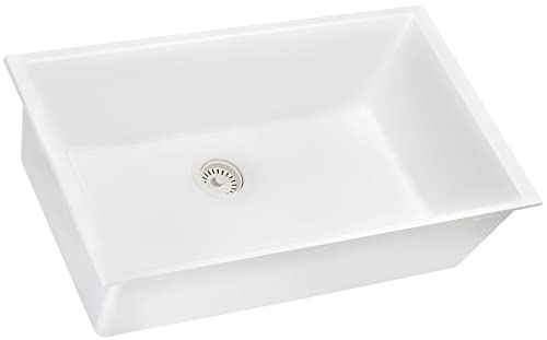 Ruvati 30 x 17 inch Granite Composite Undermount Single Bowl Kitchen Sink - Arctic White - RVG2030WH