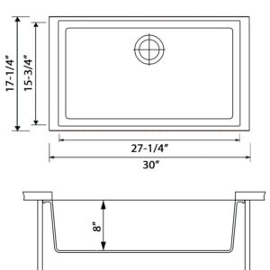 Ruvati 30 x 17 inch Granite Composite Undermount Single Bowl Kitchen Sink - Arctic White - RVG2030WH