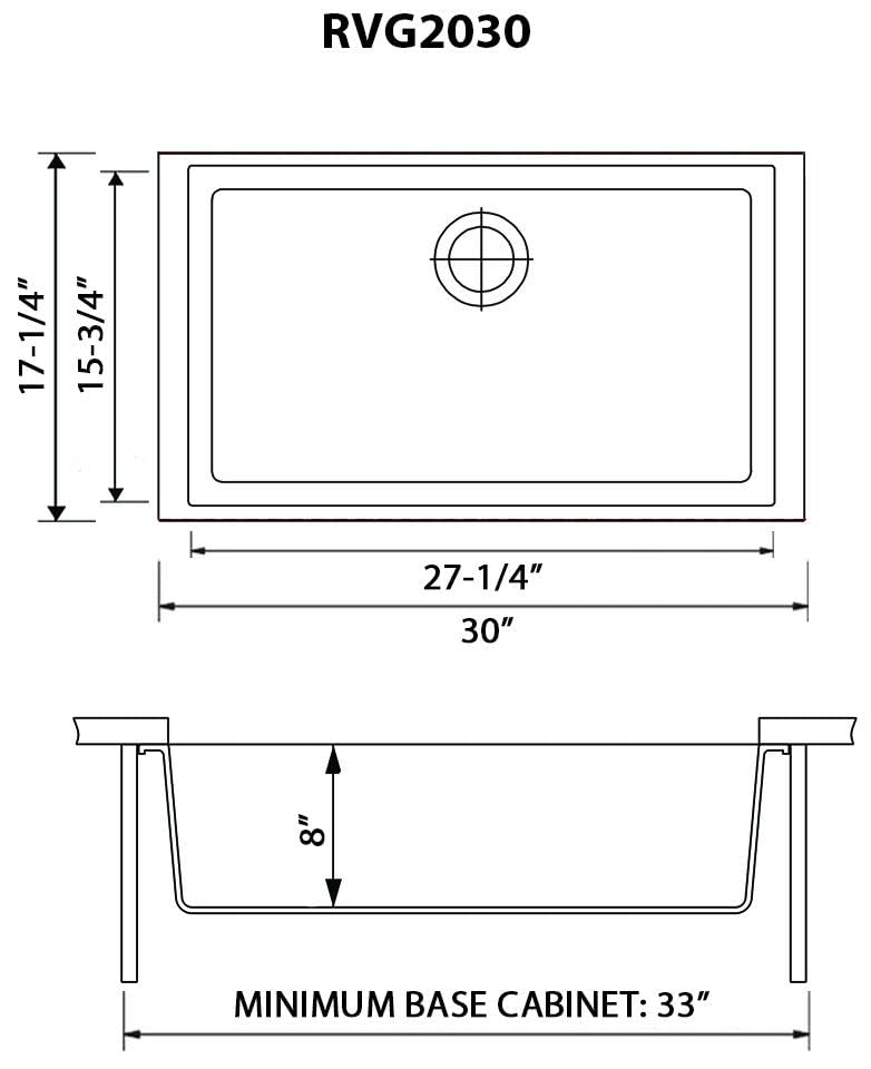 Ruvati 30 x 17 inch Granite Composite Undermount Single Bowl Kitchen Sink - Arctic White - RVG2030WH