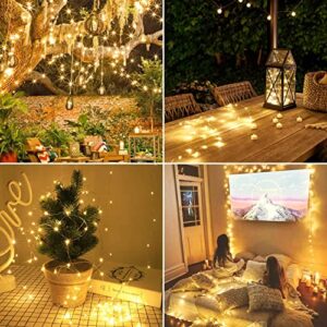 JMEXSUSS 66ft 200 LED Solar Outdoor String Lights, 2 Pack Solar Fairy Lights Outdoor Waterproof, Solar Christmas Lights with 8 Modes, Warm White String Lights for Garden Tree Patio Party Decoration