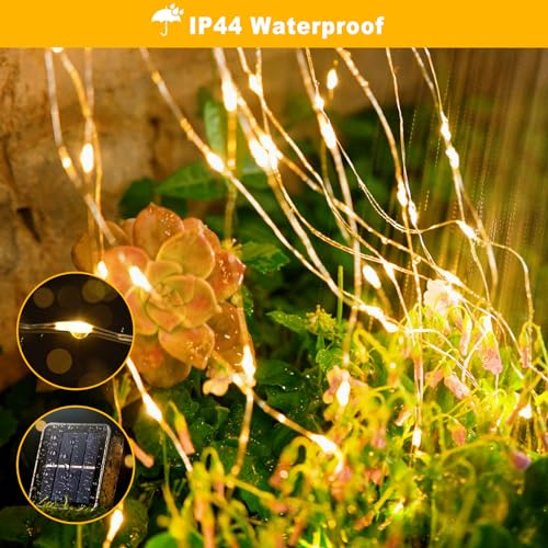 JMEXSUSS 66ft 200 LED Solar Outdoor String Lights, 2 Pack Solar Fairy Lights Outdoor Waterproof, Solar Christmas Lights with 8 Modes, Warm White String Lights for Garden Tree Patio Party Decoration
