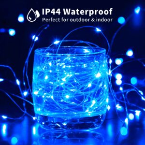 JMEXSUSS 2 Pack 200 LED Blue Solar Lights Outdoor Waterproof with 8 Modes, 66ft Copper Wire Blue Solar Fairy Lights for Yard Patio Garden Tree Party Wedding Christmas Decoration