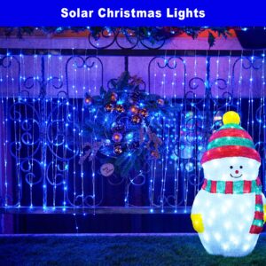 JMEXSUSS 2 Pack 200 LED Blue Solar Lights Outdoor Waterproof with 8 Modes, 66ft Copper Wire Blue Solar Fairy Lights for Yard Patio Garden Tree Party Wedding Christmas Decoration