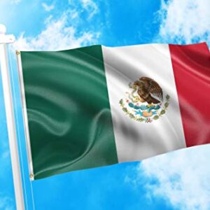 DMSE Mexico Mexican MX Pride Flag 2X3 Ft Foot 100% Polyester 100D Flag UV Resistant (2' X 3' Ft Foot)