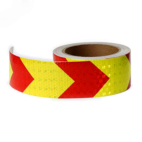 AISEY Reflective Tape Waterproof High Visibility Red & Yellow, Industrial Marking Tape Heavy Duty Hazard Caution Warning Safety Adhesive Tape Outdoor 2 Inch by 30 Feet