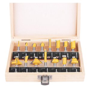 kowood router bits set of 15 pieces 1/4 inch woodwork tools for beginners