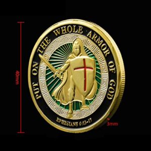 Put on The Whole Armor of God Challenge Coin - Antique Gold