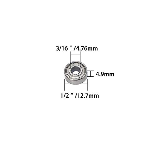 Wolfride 10Pcs Router Bit Bearing Set Top Bearings for Flush Trim Router Bit|Interior Dia: 3/16” & Outer Dia: 1/2”