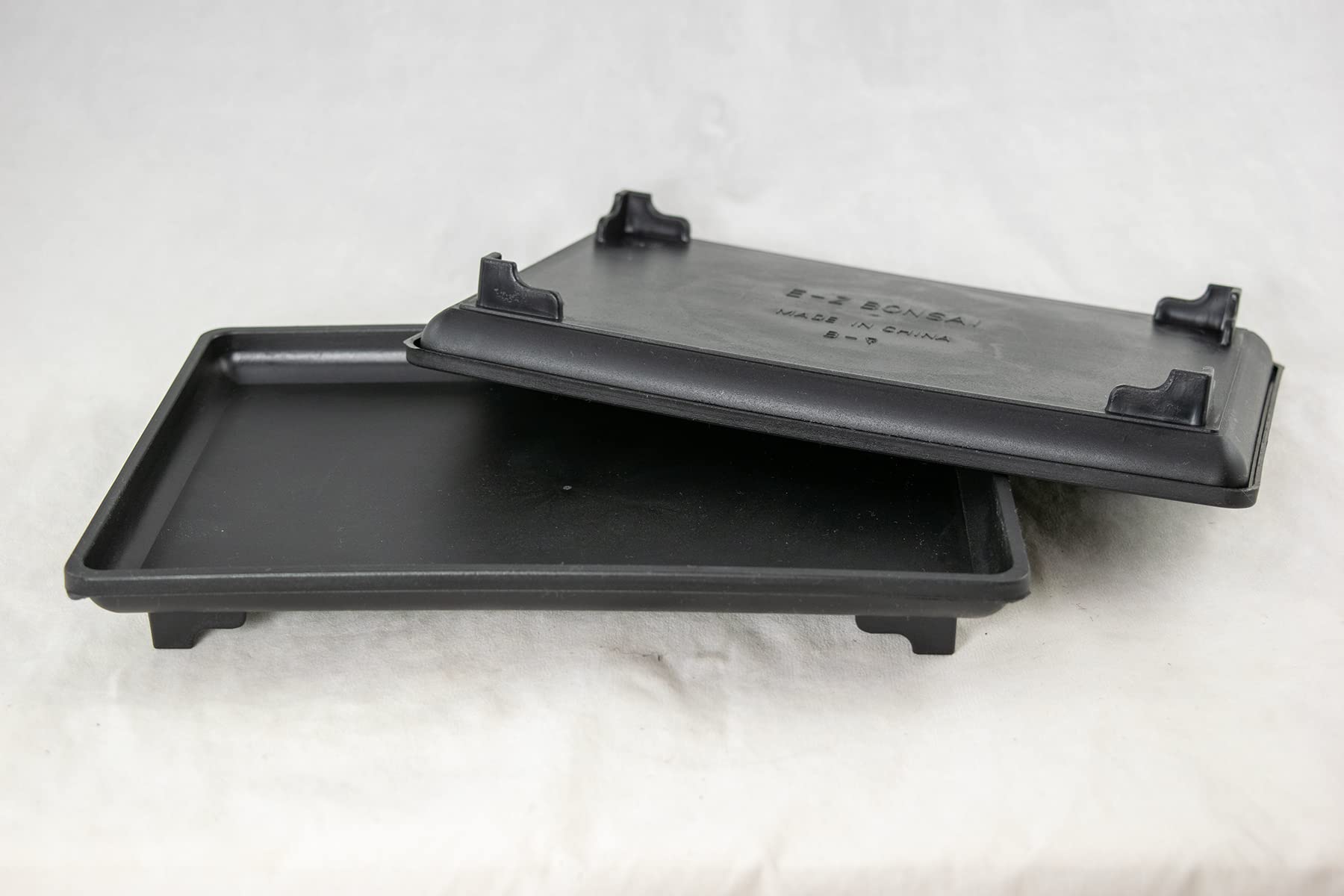 2 Rectangular Black Plastic Humidity/Drip Tray for Bonsai Tree and House Indoor Plants - 9"x 6"x 1"