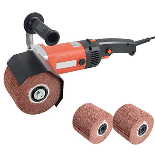 Zinnor 1400W Burnishing Polishing Machine 500-3000 RPM Stainless Steel Handheld Polishing Machine 110V Wheel Polisher Sander Wire Drawing Machine with 2 Wheels for Metal Stainless Steel Plastic Wood