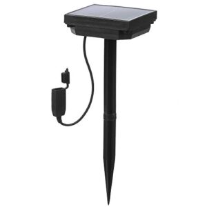 roman lights usb solar panel with ground stake for use with usb led light sets, 11" tall, outdoor use, power for hours, powers your lights, powered by the sun