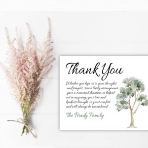 Sympathy Acknowledgement Cards, Funeral Thank You and Bereavement Notes Personalized with Envelopes