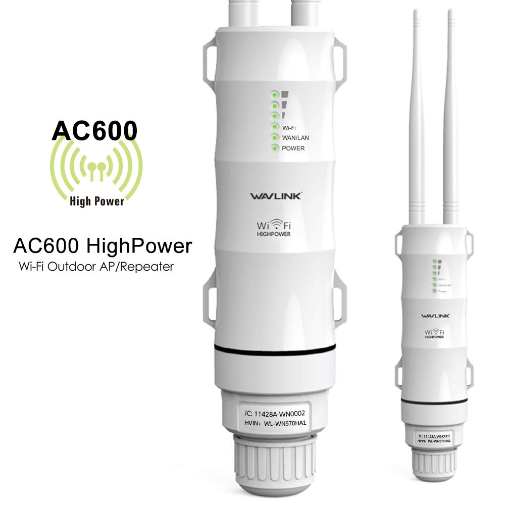 WAVLINK AC600 Outdoor Weatherproof Wi-Fi Range Extender-Dual Band 2.4 & 5GHz Long Range Wireless Internet Signal Extender Booster&Router/AP/Repeater/WISP Mode with POE,No WiFi Dead Zones for Home
