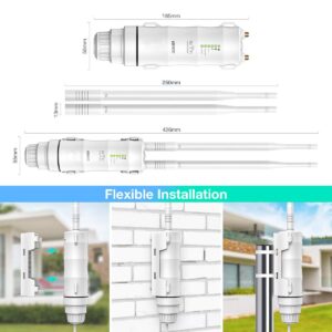 WAVLINK AC600 Outdoor Weatherproof Wi-Fi Range Extender-Dual Band 2.4 & 5GHz Long Range Wireless Internet Signal Extender Booster&Router/AP/Repeater/WISP Mode with POE,No WiFi Dead Zones for Home