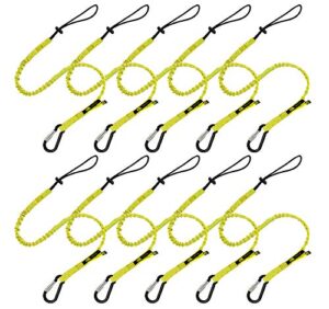 beartools tool lanyard with buckle strap – clip bungee cord – heavy duty screw locking carabiner – fall protection and safety – adjustable loop end – tough tether – construction - 0929ys (10 pack)