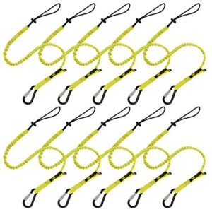 BearTOOLS Tool Lanyard with Buckle Strap – Clip Bungee Cord – Heavy Duty Screw Locking Carabiner – Fall Protection and Safety – Adjustable Loop End – Tough Tether – Construction - 0929YS (10 Pack)