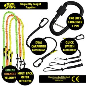 BearTOOLS Tool Lanyard with Buckle Strap – Clip Bungee Cord – Heavy Duty Screw Locking Carabiner – Fall Protection and Safety – Adjustable Loop End – Tough Tether – Construction - 0929YS (10 Pack)