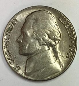 1941 p jefferson nickel average circulated f-vf