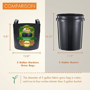 Gardzen 20-Pack 5 Gallon Grow Bags, Aeration Fabric Pots with Handles