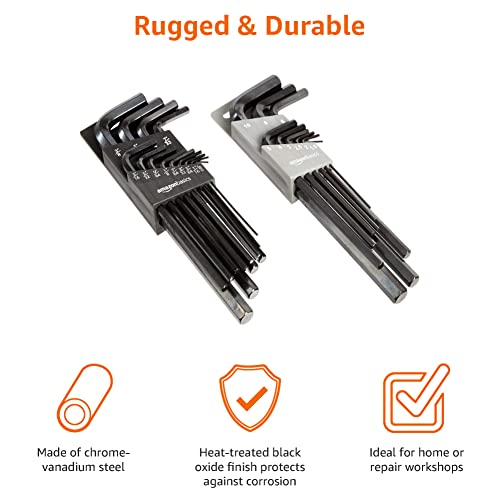 Amazon Basics 22-Piece Long Arm Hex Key Wrench Set - SAE/Metric