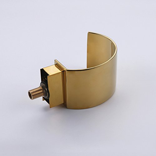 Sprinkle Elegant Waterfall Double Handle Bathroom Sink Faucet Arc Waterfall Spout Bathtub Filler Faucet with Three Holes Widespread Bathroom Faucet Gold