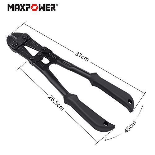 MAXPOWER 14-Inch Heavy Duty Bolt Cutter, Hardened Chrome Molybdenum Steel Blade, Ergonomic Rubber Handle