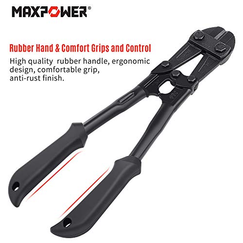 MAXPOWER 14-Inch Heavy Duty Bolt Cutter, Hardened Chrome Molybdenum Steel Blade, Ergonomic Rubber Handle