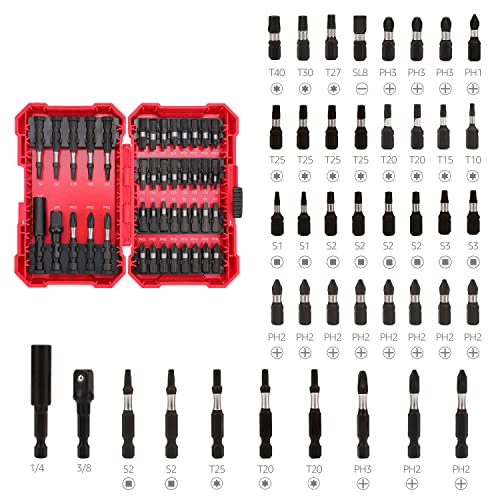 Amazon Basics 42-Piece Impact Screwdriver Bit Set Phillips, Slotted and Torx, One Size