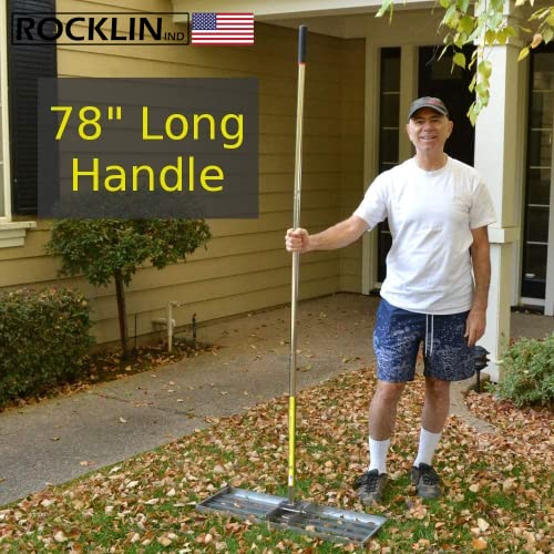 Rocklin™ Lawn Leveling Rake | Levelawn Tool | Level Soil or Dirt Ground Surfaces Easily | 30” x 10” Ground Plate | 78” Extra Long Handle | Stainless Steel