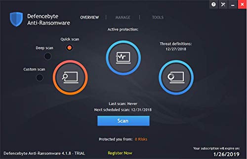 Defencebyte-Anti Ransomware Security Internet Security Software For PC Laptop 2019 2020 For 1 3 5 10 Devices |Privacy Cleaner Tool Windows