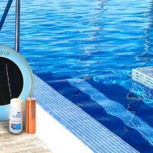 CopperFlo Solar Pool Ionizer - High Capacity | 85% Less Chlorine | Lifetime Replacement Program | Kill Algae | Longer Lasting Copper Anode | 25% More Ions | Keeps Pool Cleaner | Up to 45,000 Gal Blue