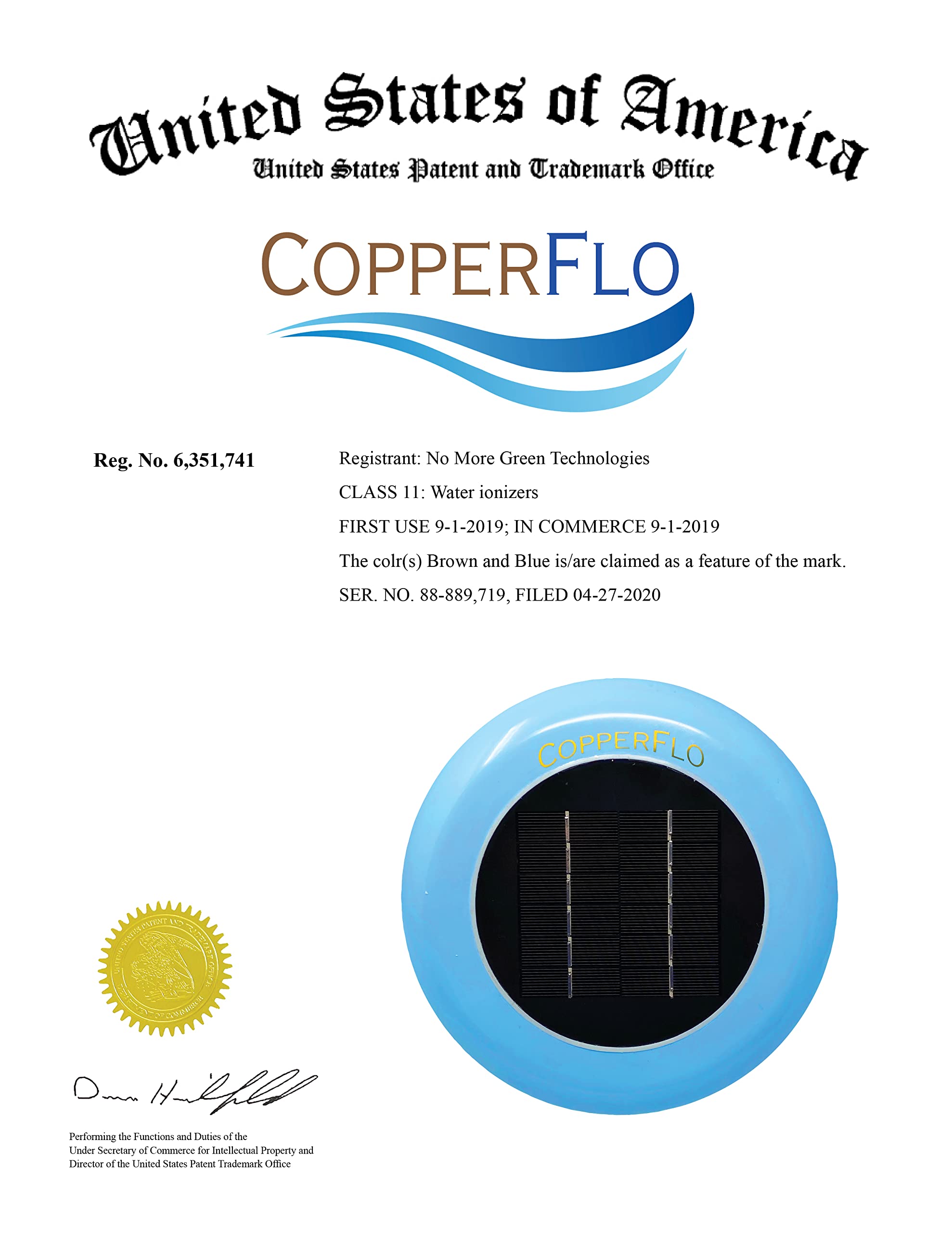 CopperFlo Solar Pool Ionizer - High Capacity | 85% Less Chlorine | Lifetime Replacement Program | Kill Algae | Longer Lasting Copper Anode | 25% More Ions | Keeps Pool Cleaner | Up to 45,000 Gal Blue