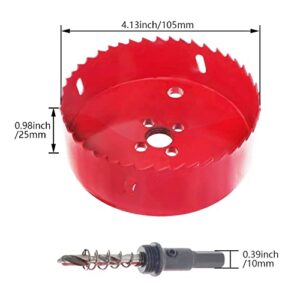 Utoolmart 4 inch Bimetal Hole Saw, 105mm Professional Stainless Steel Drill Bits Cutter 25mm Cutting Depth with Triangular Handle, for Cutting PVC Board, Plastic Fiberboard, Wood