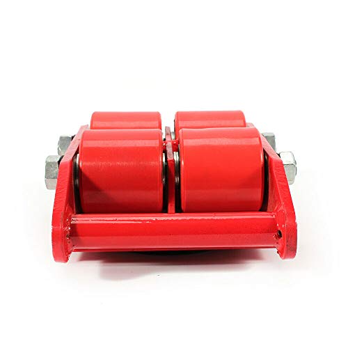 Machinery Mover Dolly Skate Roller Industrial Machine with Steel Rollers Cap 360 Degree Rotation (6T 13200LB, Red)