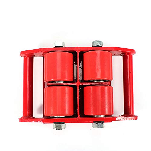 Machinery Mover Dolly Skate Roller Industrial Machine with Steel Rollers Cap 360 Degree Rotation (6T 13200LB, Red)