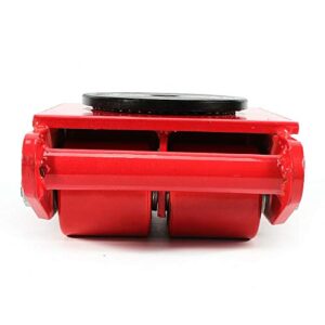 Machinery Mover Dolly Skate Roller Industrial Machine with Steel Rollers Cap 360 Degree Rotation (6T 13200LB, Red)