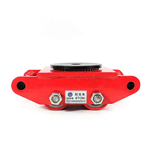Machinery Mover Dolly Skate Roller Industrial Machine with Steel Rollers Cap 360 Degree Rotation (6T 13200LB, Red)