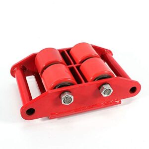 Machinery Mover Dolly Skate Roller Industrial Machine with Steel Rollers Cap 360 Degree Rotation (6T 13200LB, Red)