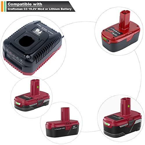 Lasica Replacement for Craftsman 19.2 Volt C3 Battery Charger Compatible with Craftsman 19.2V XCP Lithium & NiCd Battery 315.CH2030 315.CH2021 140152004 315.PP2030/PP2011 935709 5336 315.PP2020/PP2025