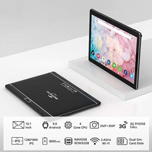 ZONKO Tablet 10.1 Inch Android Tablet with 2GB RAM+32GB ROM+128GB Expandable Storage, Dual Sim Card Slot for 3G Phone Call, Support WiFi, Bluetooth, GPS(Black)