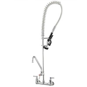 aquaterior 44" height wall mount commercial kitchen pre rinse faucet restaurant sink sprayer faucets with add-on riser 12inch rotatable spout cupc nsf cec