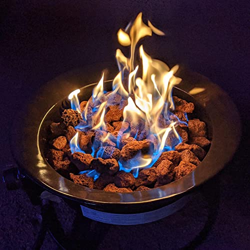 Camplux Portable Propane Gas Fire Pit, Outdoor Gas Fire Bowl with Cover, Carry Kit and Natural Lava Rocks, Auto-Ignition 19 Inch Diameter