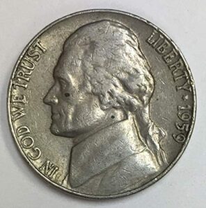 1959 p jefferson nickel average circulated five-cent piece