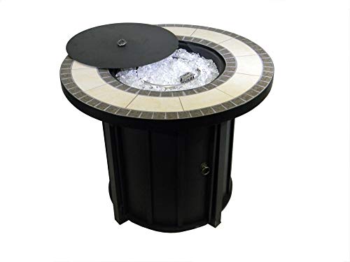 Hiland AFP-TTR Tile top 40,000 BTU Propane Fire Pit, Round, Bronze,Beige, Black